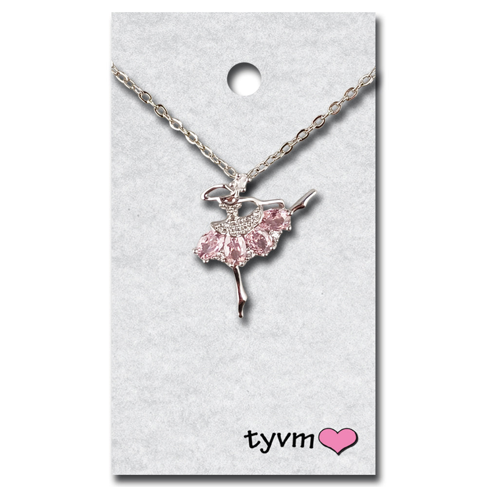 Crystal Ballerina Necklace - Pink