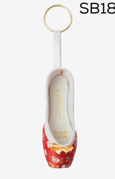 Mini Pointe Shoe Keychain (Christmas)